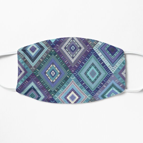 Kilim Diamonds - Blue, elegant pattern by Cecca Designs Mask