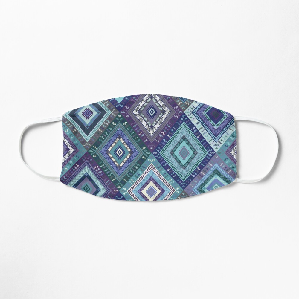 Kilim Diamonds - Blue, elegant pattern by Cecca Designs Mask