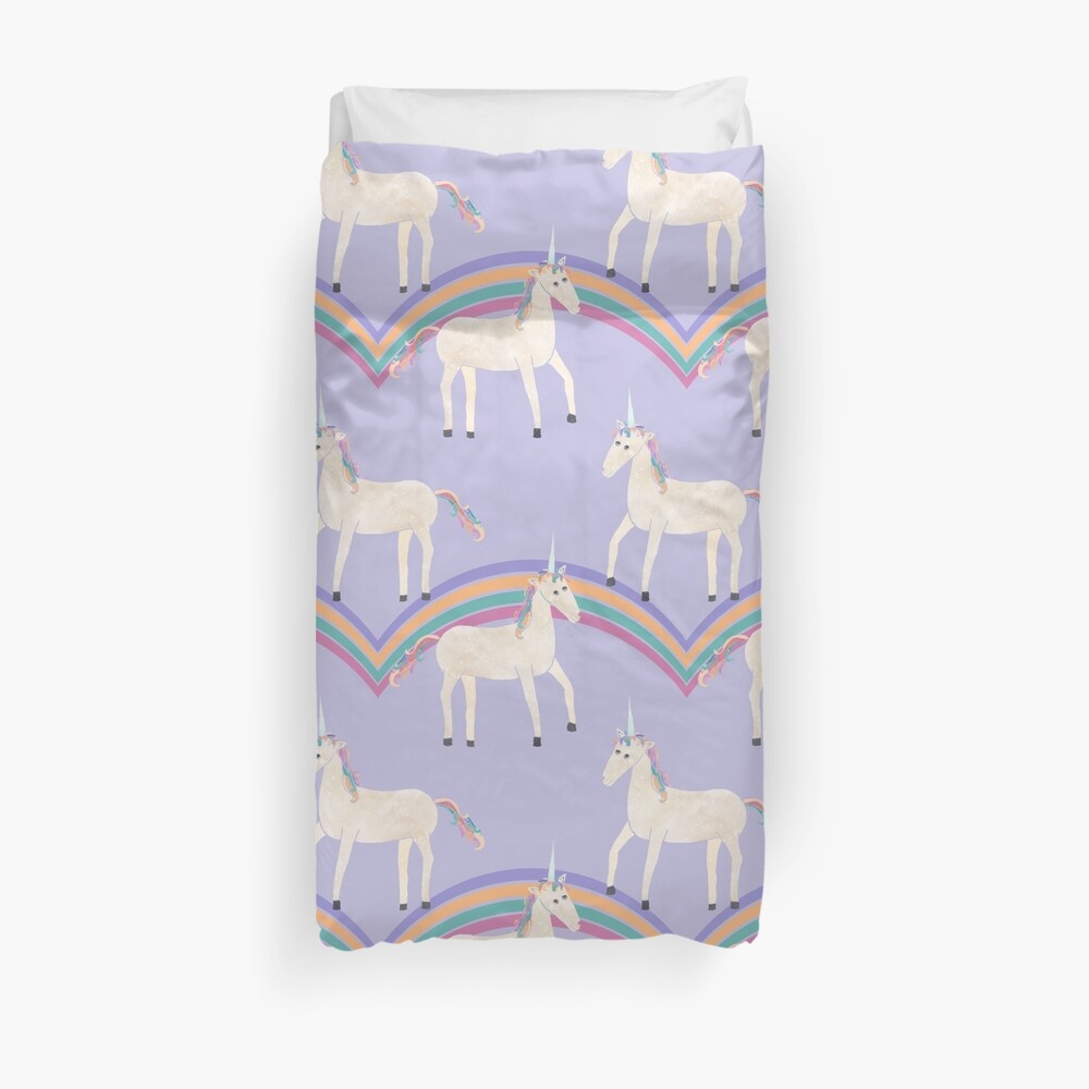 Unicorn Pattern on Pastel Purple Duvet Cover