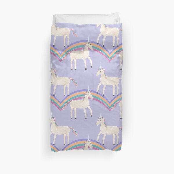 Unicorn Pattern on Pastel Purple Duvet Cover