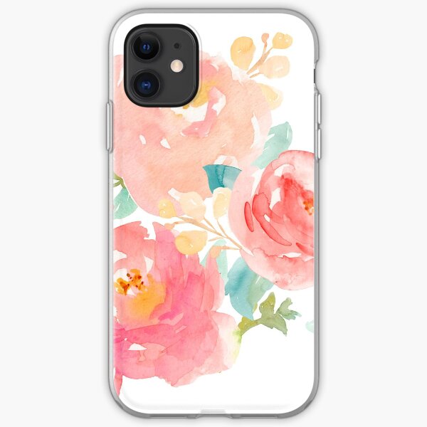 Peonies Watercolor Bouquet iPhone Soft Case