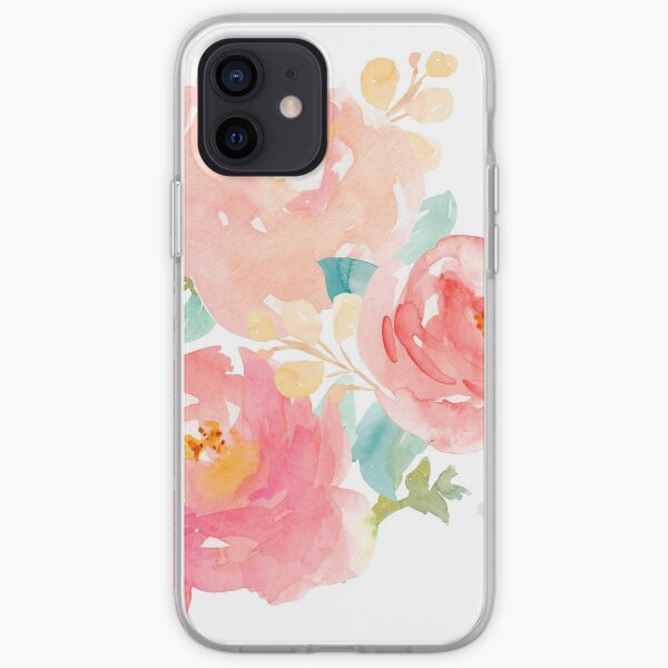 Peonies Watercolor Bouquet iPhone Soft Case
