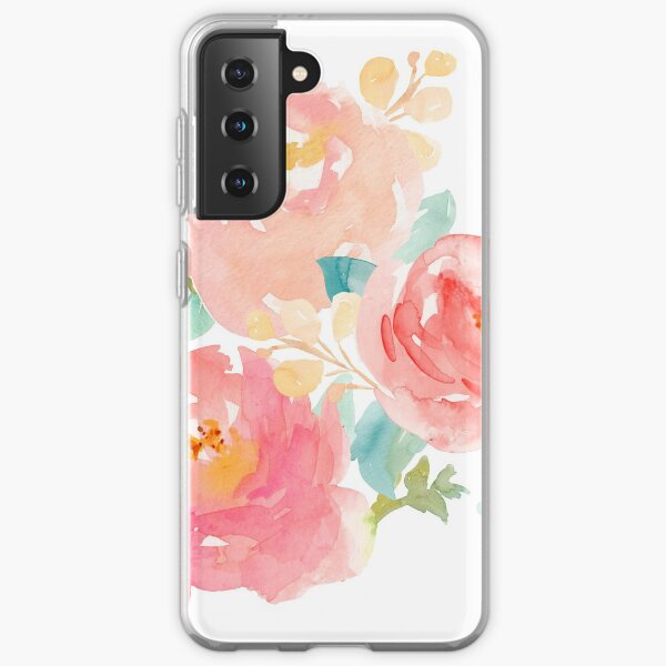 Peonies Watercolor Bouquet Samsung Galaxy Soft Case
