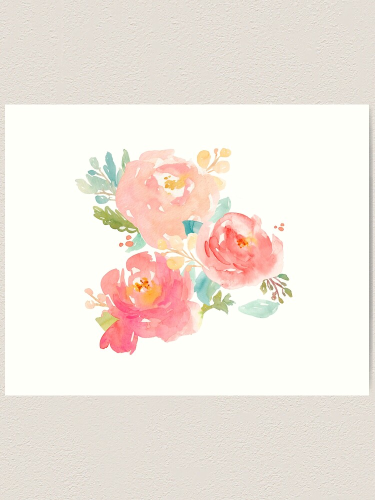 Thumbnail 1 of 3, Art Print, Peonies Watercolor Bouquet designed and sold by junkydotcom.