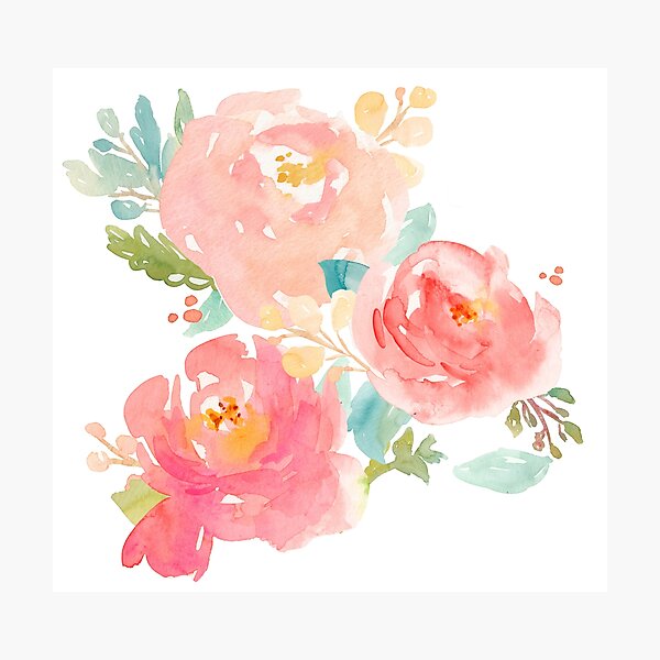 Peonies Watercolor Bouquet Photographic Print
