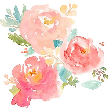 Artwork thumbnail, Peonies Watercolor Bouquet by junkydotcom