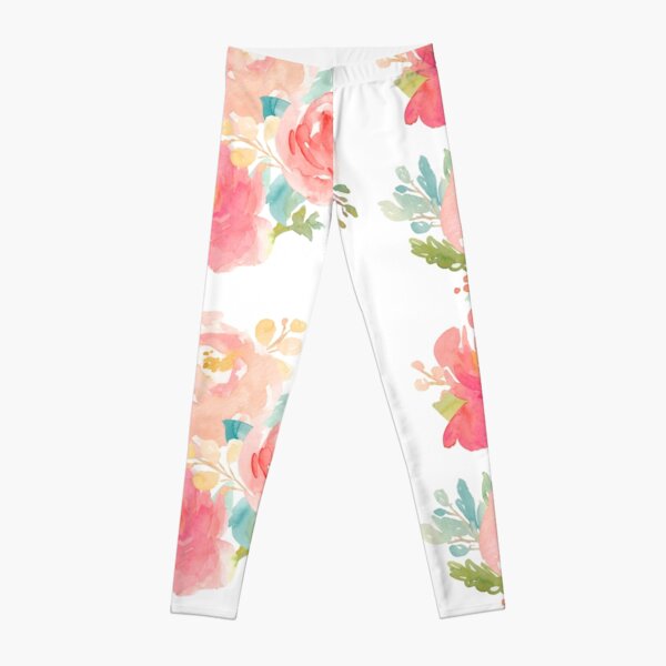 Peonies Watercolor Bouquet Leggings