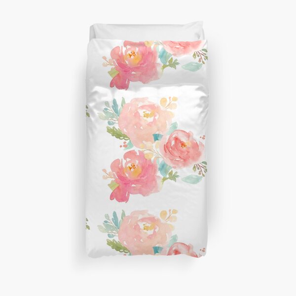 Peonies Watercolor Bouquet Duvet Cover