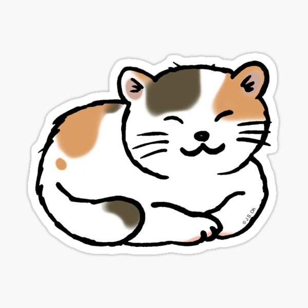 Sleepy calico kitty cat Sticker