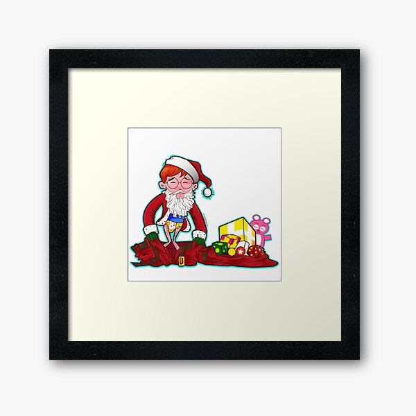 Merry Christmas Cartoon Santa Framed Art Print