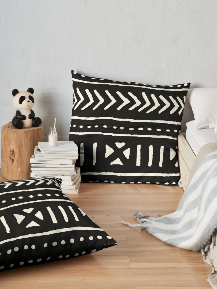 Alternate view of african mud cloth black and white Floor Pillow