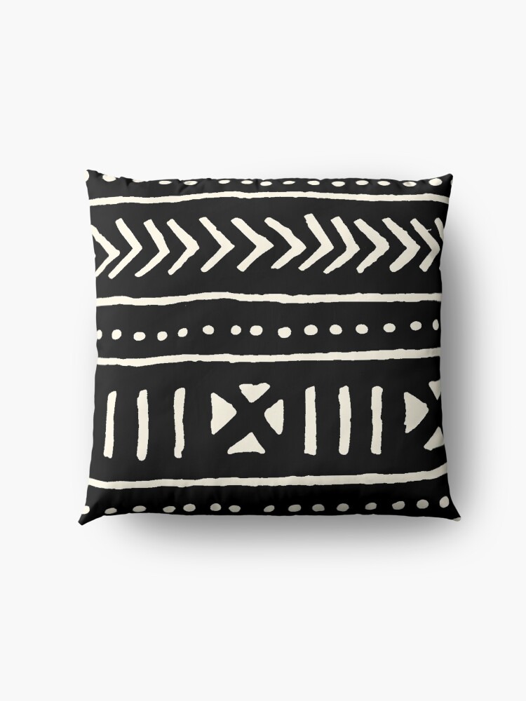 Alternate view of african mud cloth black and white Floor Pillow