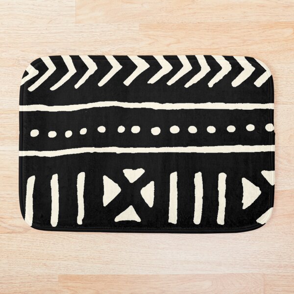 african mud cloth black and white Bath Mat