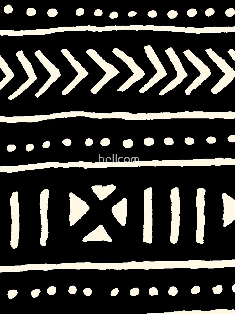 Artwork view, african mud cloth black and white designed and sold by hellcom