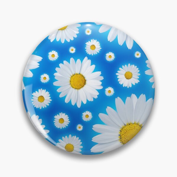 Item preview, A pattern of isolated white daisy flower on a blue designed and sold by Phillip Thornton.