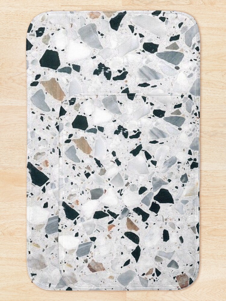 Alternate view of Terrazzo black, white, grey and bronze Bath Mat