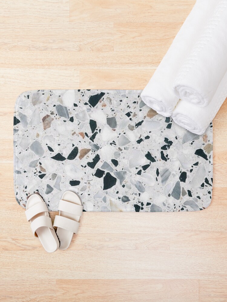 Alternate view of Terrazzo black, white, grey and bronze Bath Mat