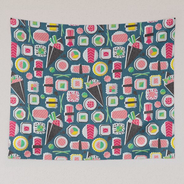Item preview, Paper cut geo sushi // teal background designed and sold by SelmaCardoso.