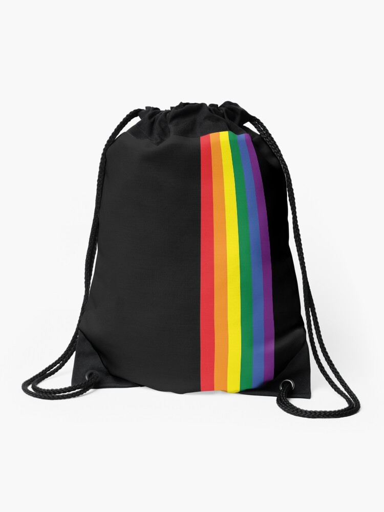 Gay Pride Rainbow Stripe Drawstring Bag - Medium sized drawstring