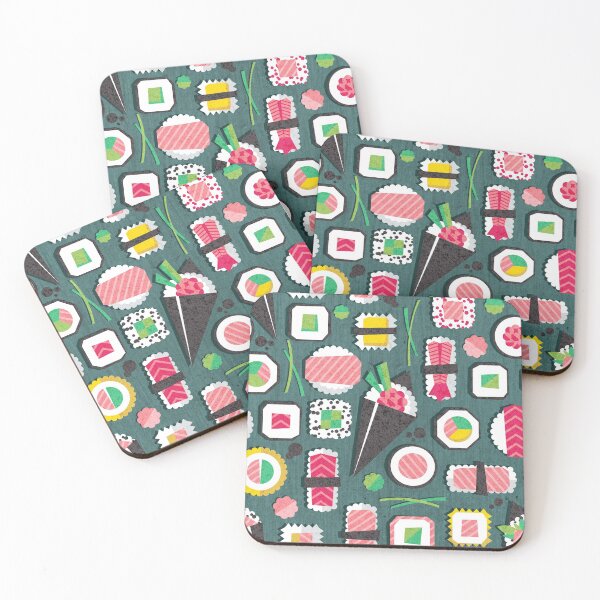 Item preview, Paper cut geo sushi // teal background designed and sold by SelmaCardoso.