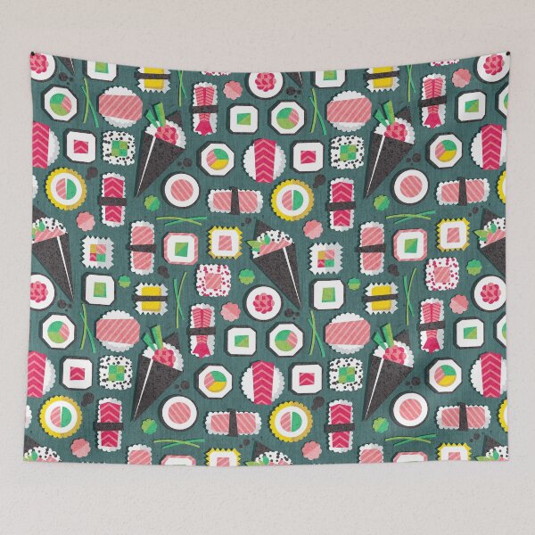Item preview, Paper cut geo sushi // teal background designed and sold by SelmaCardoso.