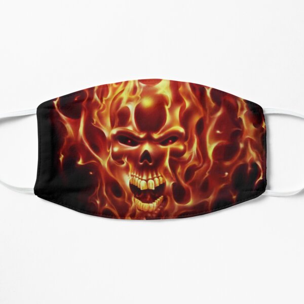 Flaming Skull Flat Mask