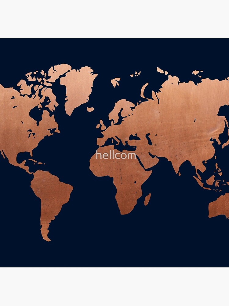 World map - Navy blue and copper by hellcom