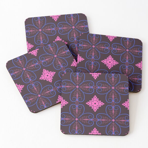 Item preview, Ornamental love in bright pink and blue. Black background designed and sold by SparkleandSmile.
