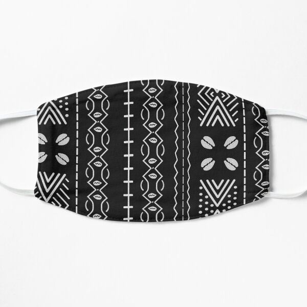 Black mudcloth with shells Mask