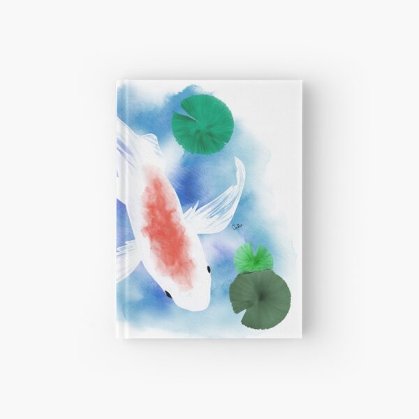 Watercolor White Goldfish Hardcover Journal