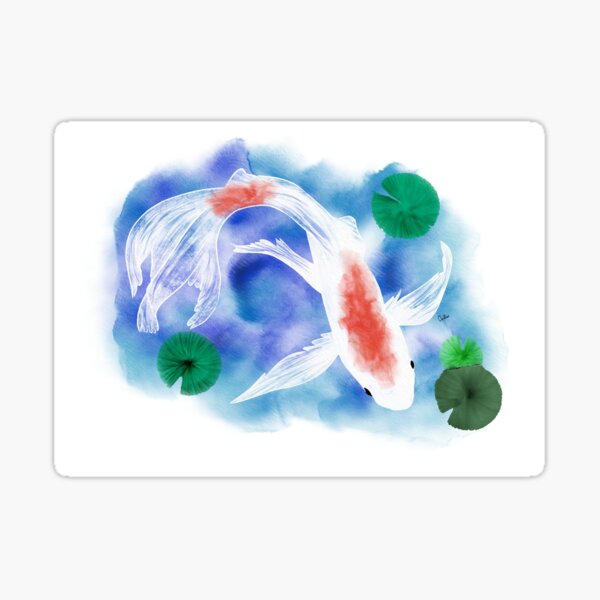 Watercolor White Goldfish Sticker
