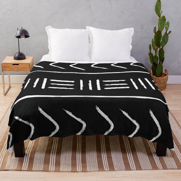 Black mudcloth - pillow version Throw Blanket