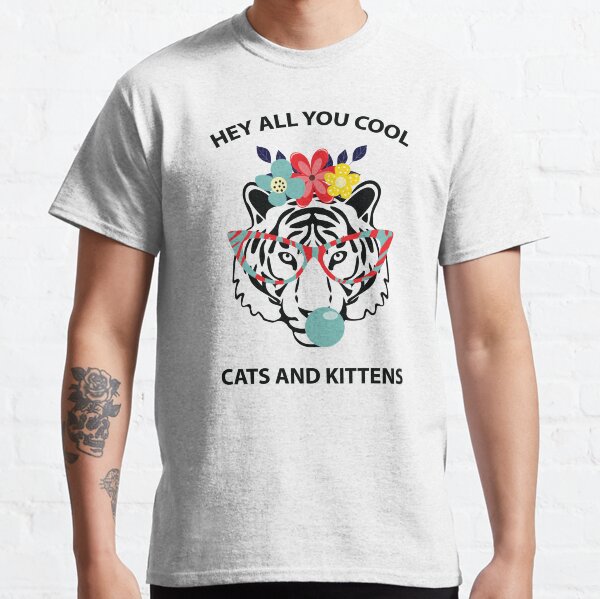 Hey all you cool cats and kittens - black tiger with glasses, gum and flowers Classic T-Shirt