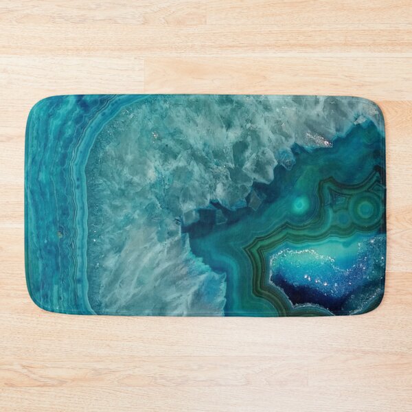 Turquoise teal agate stone Bath Mat