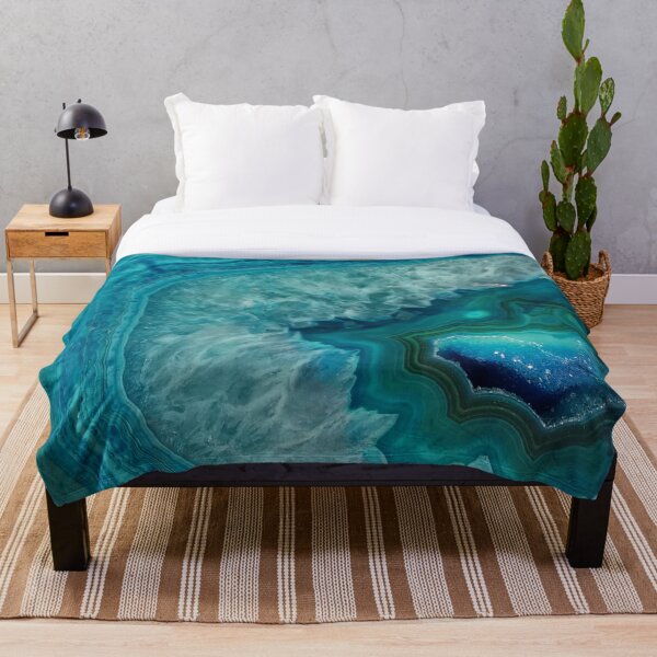 Turquoise teal agate stone Throw Blanket