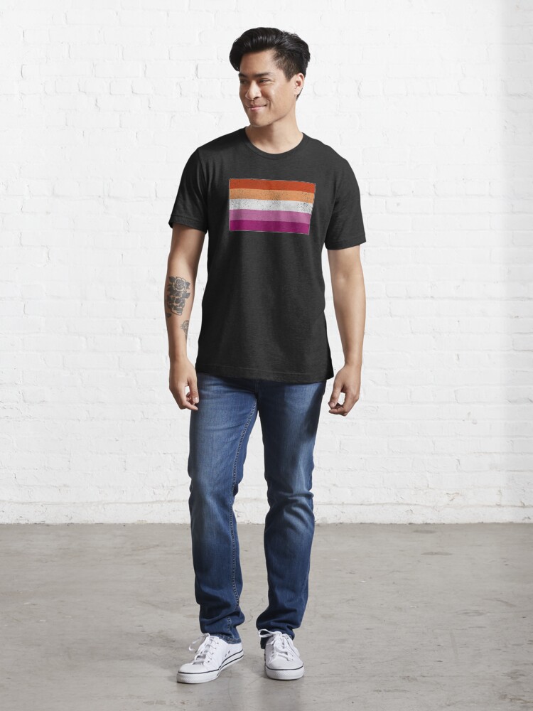 Alternate view of Distressed Lesbian Pride Flag Essential T-Shirt