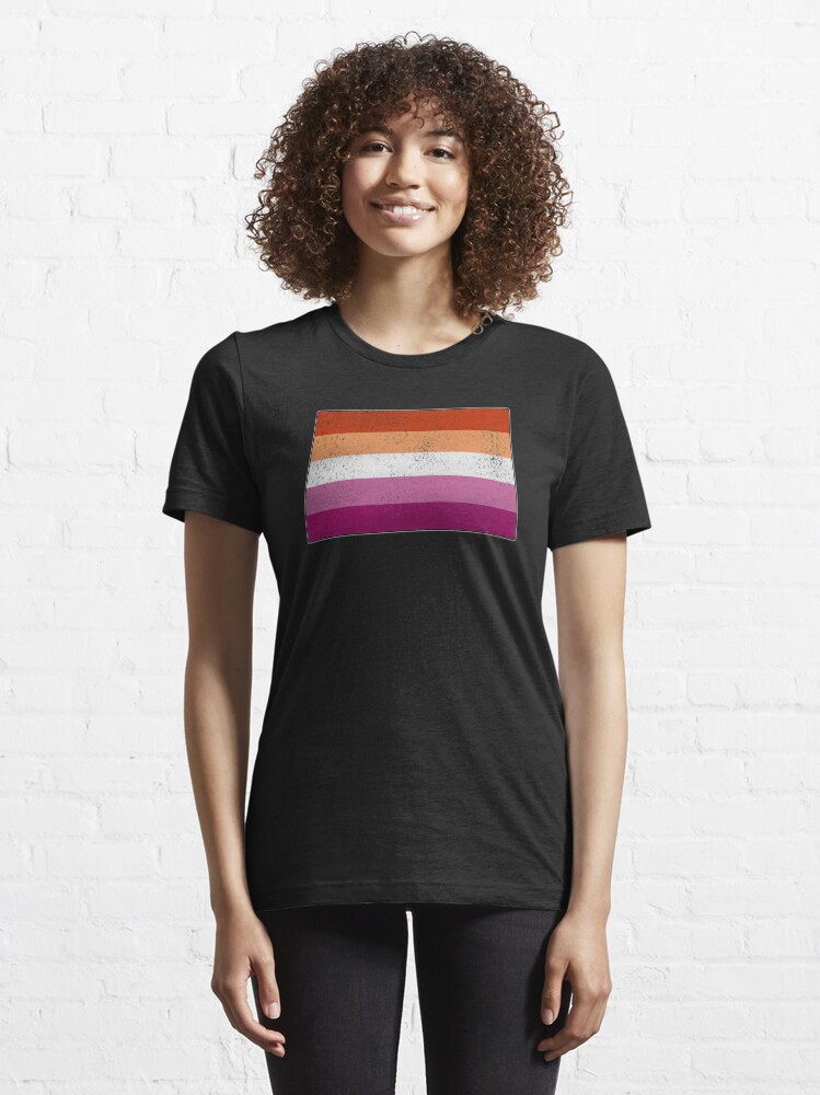 Alternate view of Distressed Lesbian Pride Flag Essential T-Shirt