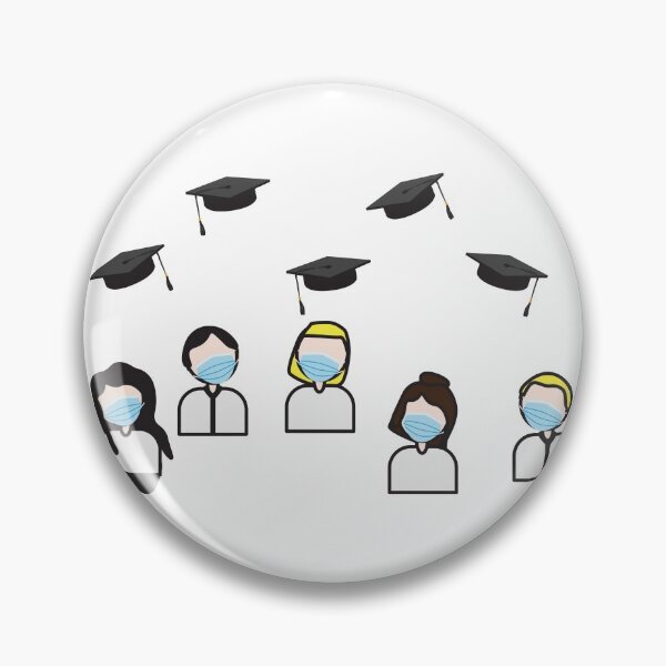 Item preview, Class of 2020 Graduation - Characters with Face Masks Looking at Flying Graduation Caps designed and sold by sigdesign.