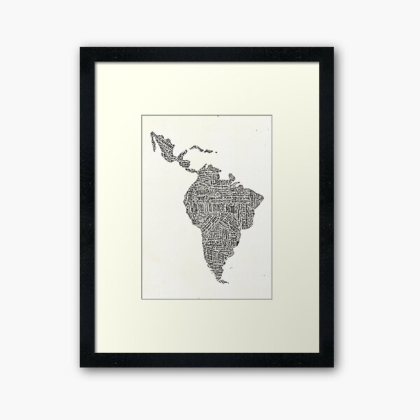 lettering map of Latin America 2015 Framed Art Print