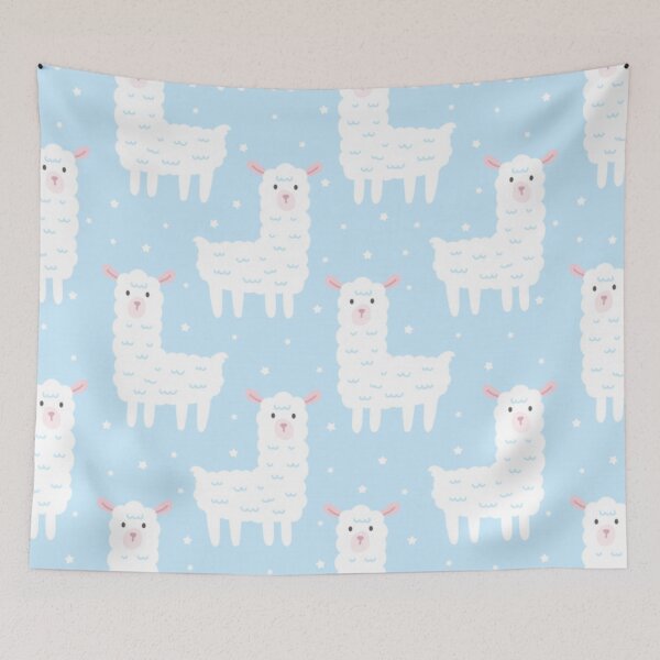 Item preview, Alpaca Blue Pattern designed and sold by kawaiistudio.
