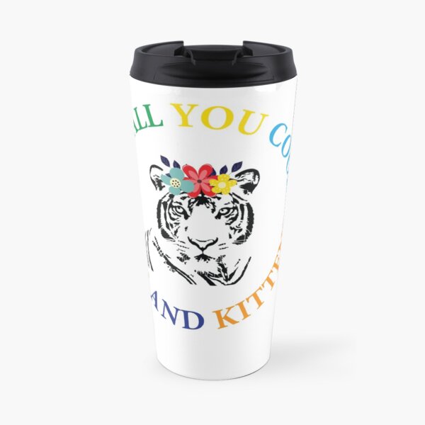 Hey all you cool cats and kittens - tiger with flowers Travel Mug