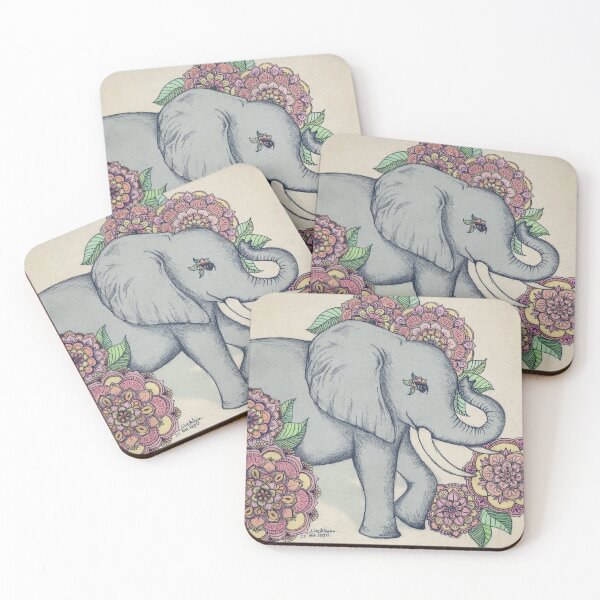 Item preview, Little Elephant in soft vintage pastels designed and sold by micklyn.