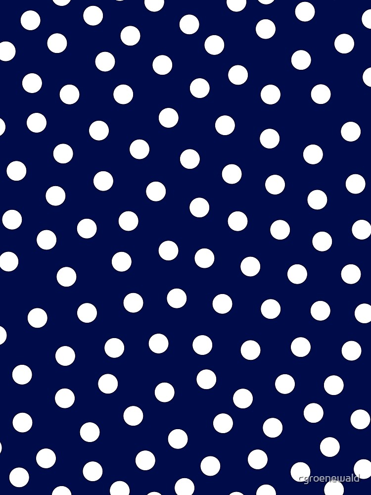 navy and white polka dot