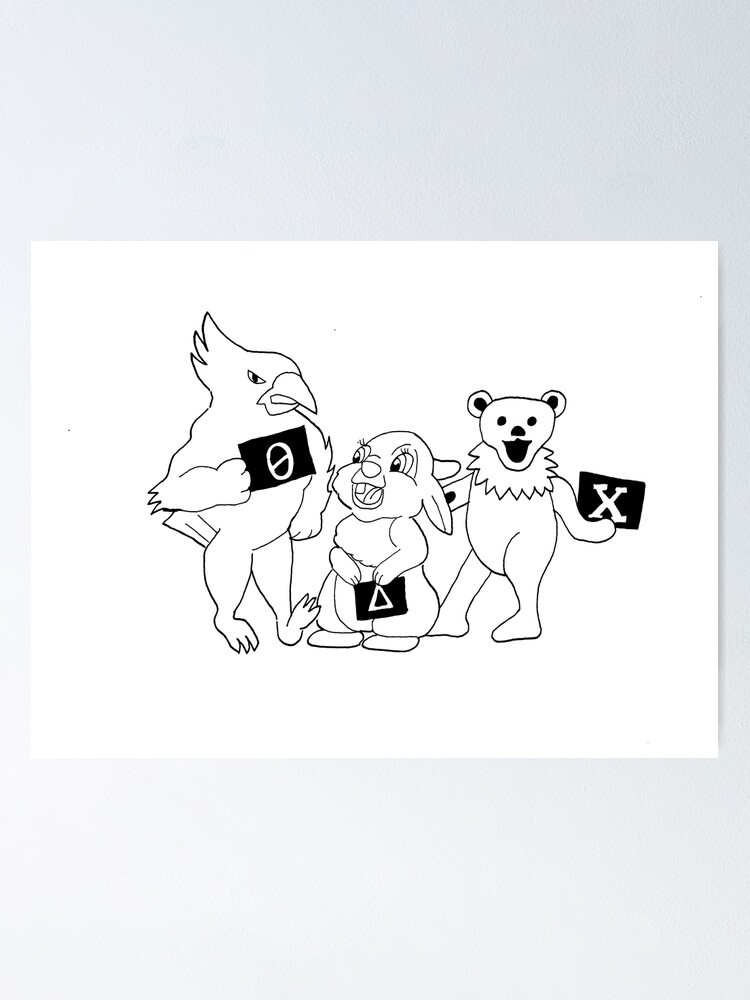 "Black and White Theta Delta Chi ISU" Poster by jebsjrawings Redbubble