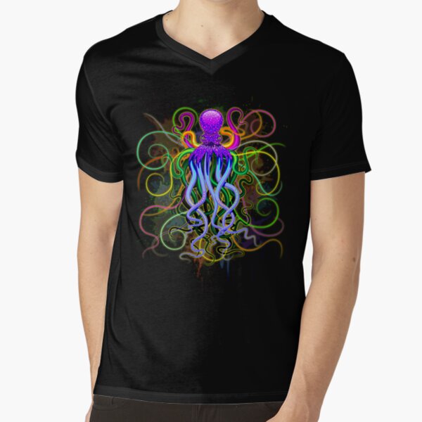 Octopus Psychedelic Luminescence V-Neck T-Shirt