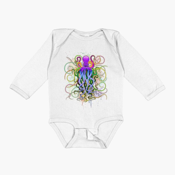 Octopus Psychedelic Luminescence Long Sleeve Baby One-Piece