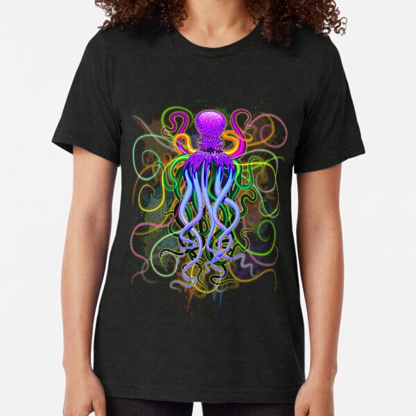 Octopus Psychedelic Luminescence Tri-blend T-Shirt