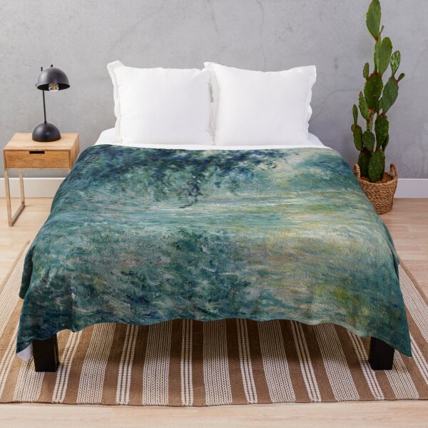 Monet Morning on the Seine Fine Art Throw Blanket