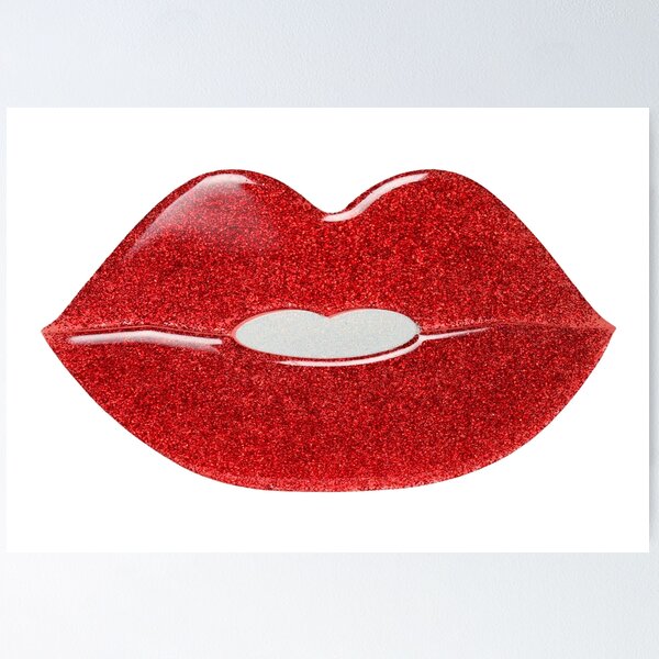 Item preview, Red lips with lipstick glitter designed and sold by PhotoPrintON.