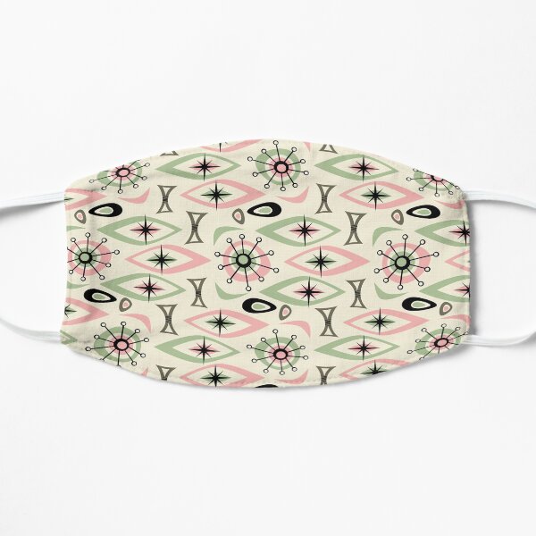 Mid Century Shapes / Pink and Green Flat Mask